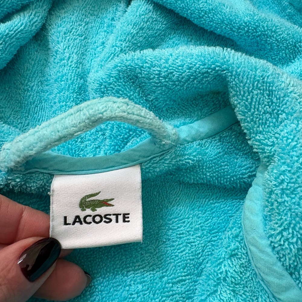 Lacoste Turquoise Hooded Terry Robe - Picture 4 of 6